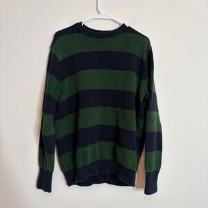 Brandy Melville Navy Blue Green Striped Oversized Cotton Knit Sweater